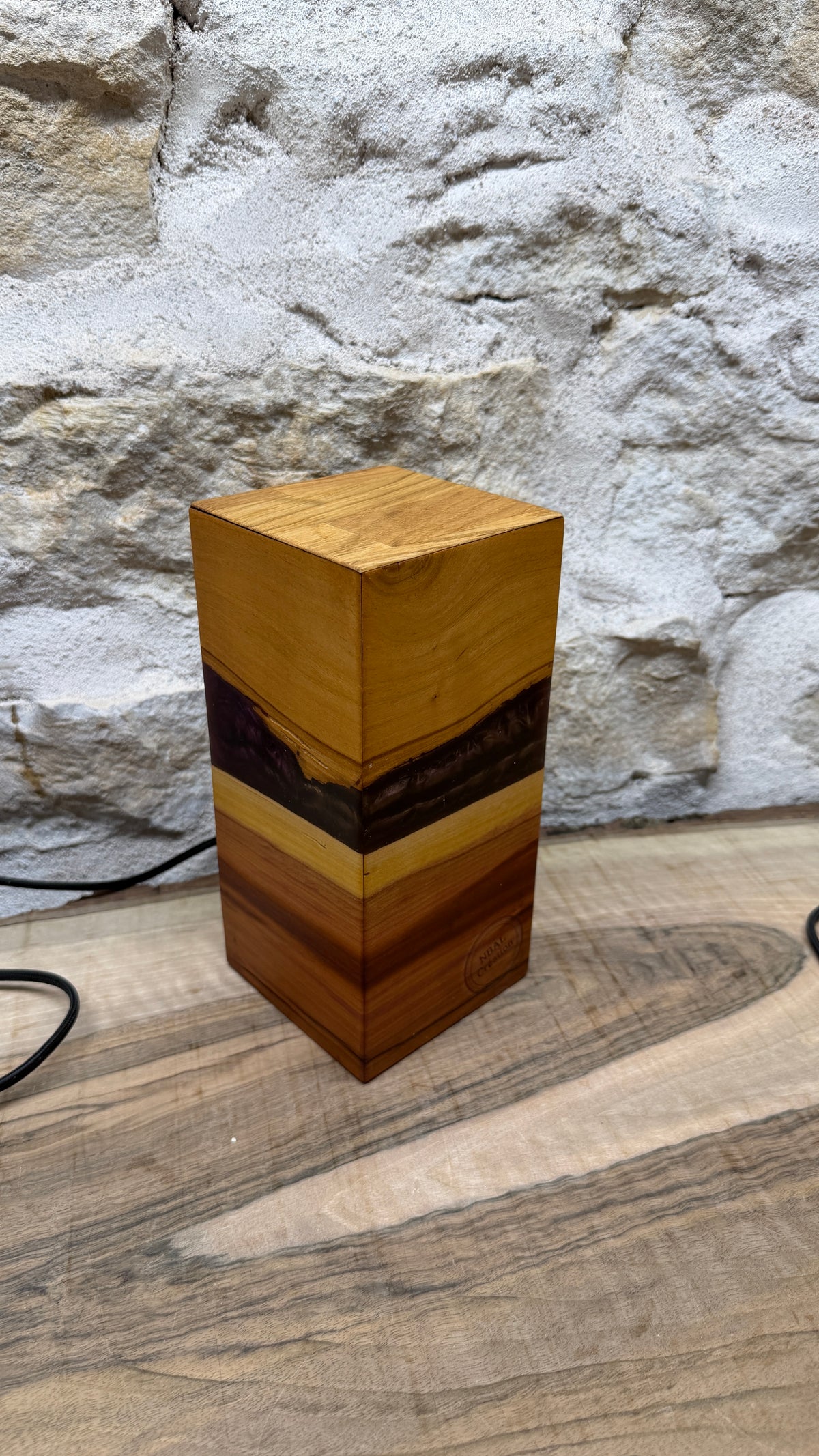 Lampe prunier/résine époxy
