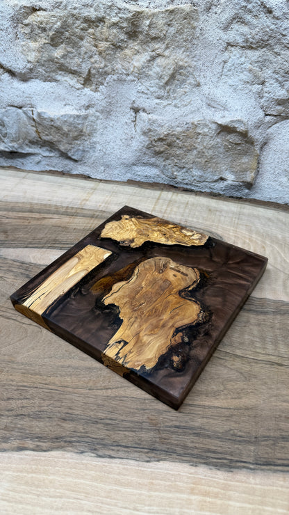 Dessous de plats racine d'olivier/ résine époxy