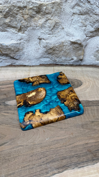Dessous de plats racine d'olivier/ résine époxy
