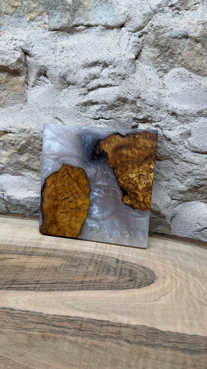 Dessous de plats racine d'olivier/ résine époxy