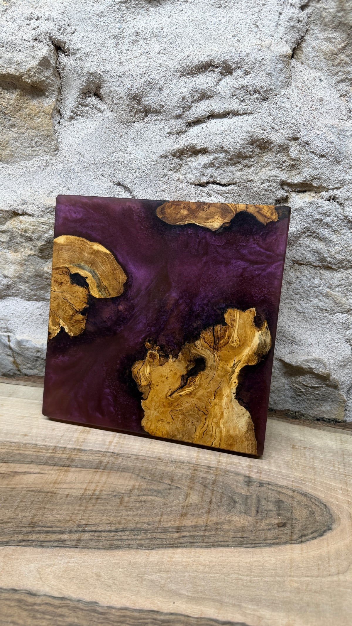 Dessous de plats racine d'olivier/ résine époxy