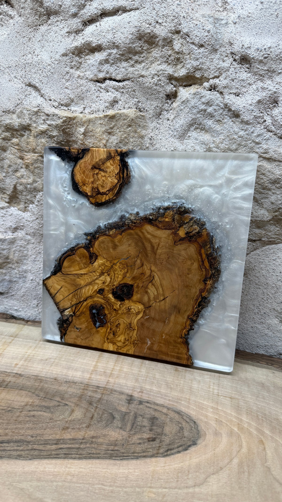 Dessous de plats racine d'olivier/ résine époxy