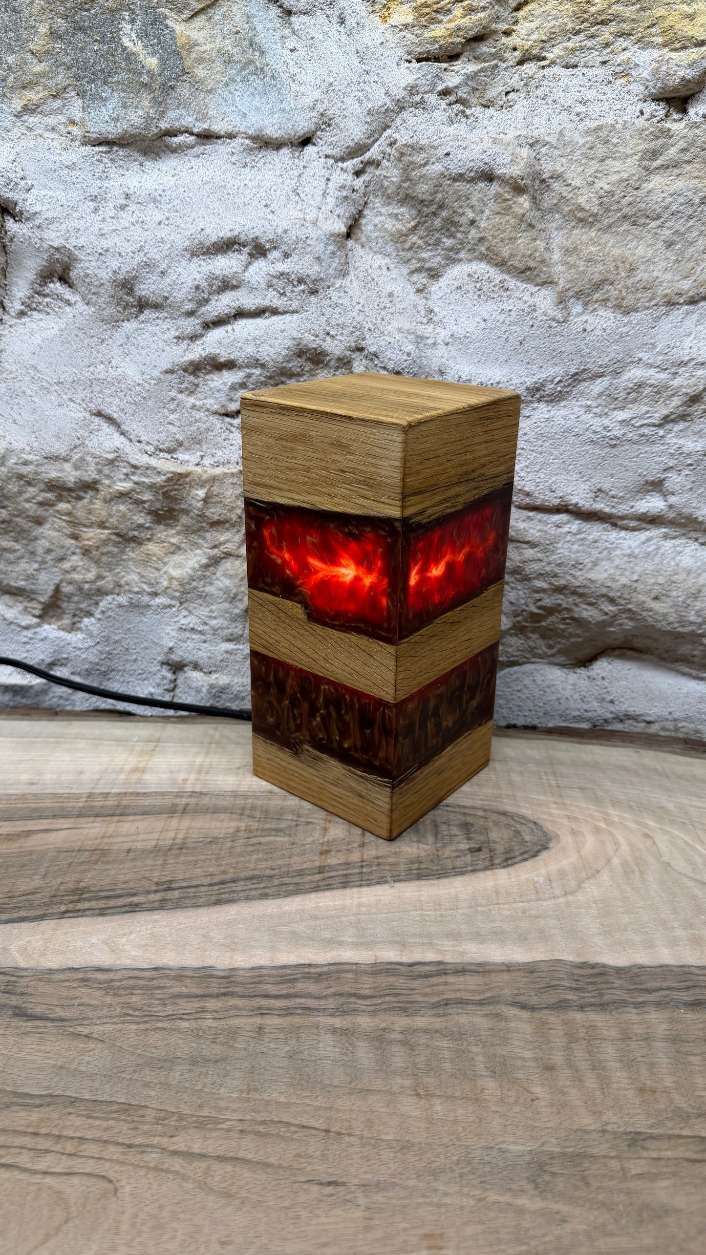 Lampe chêne/résine époxy