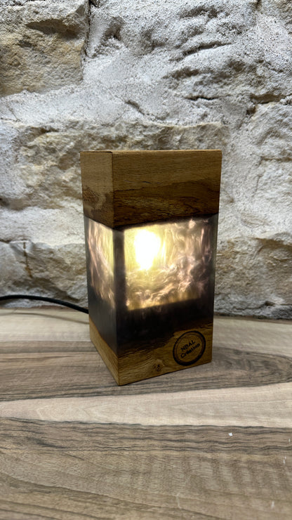 Lampe chêne/résine époxy