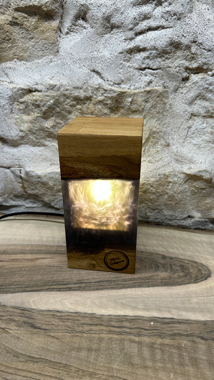 Lampe chêne/résine époxy