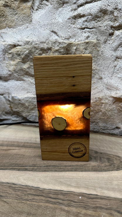 Lampe chêne/résine époxy