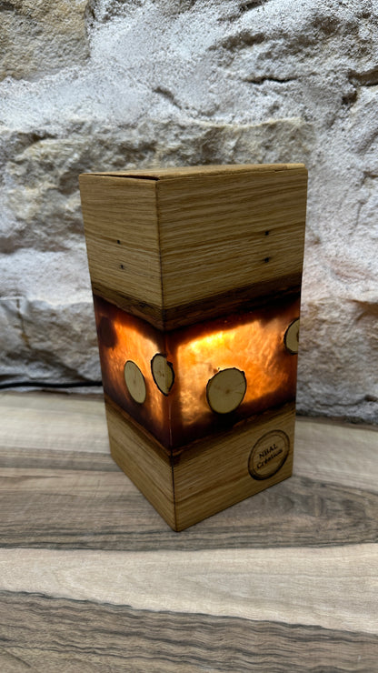 Lampe chêne/résine époxy