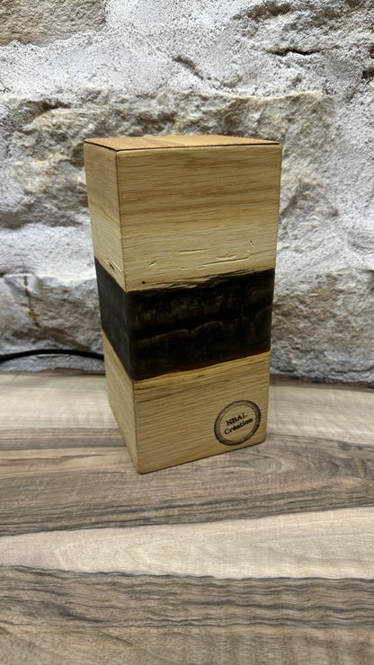 Lampe chêne/résine époxy