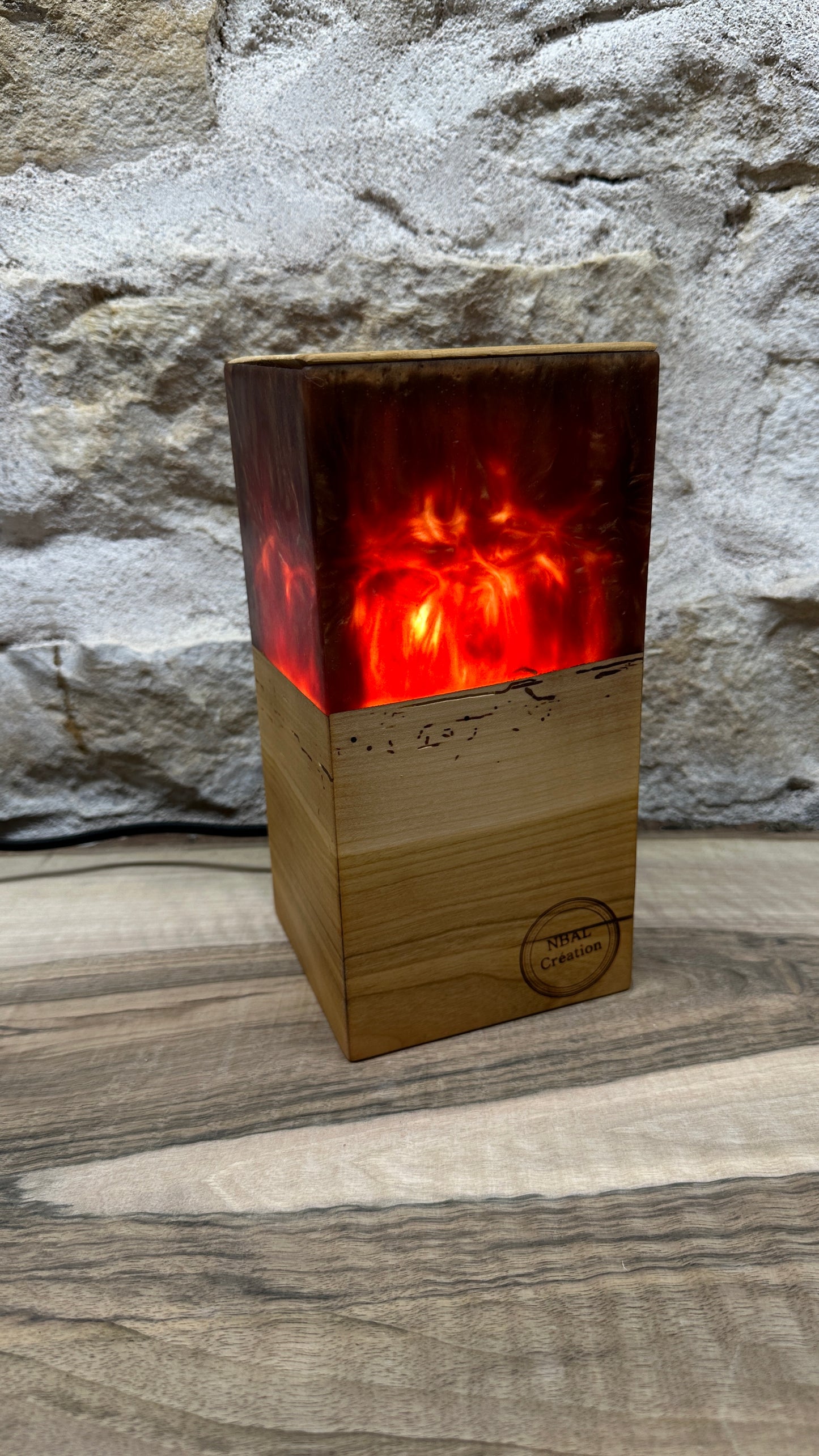 Lampe merisier/résine époxy