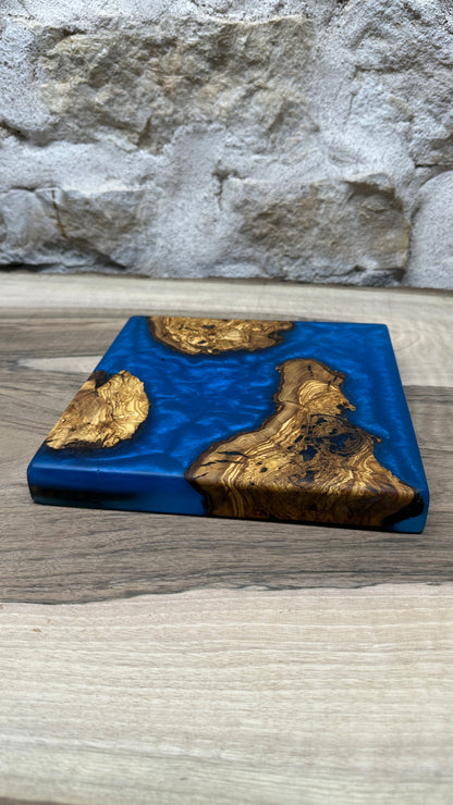 Dessous de plats racine d'olivier/ résine époxy