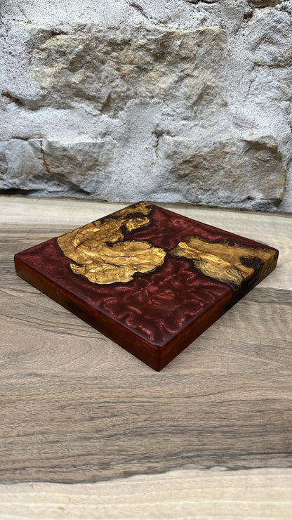 Dessous de plats racine d'olivier/ résine époxy