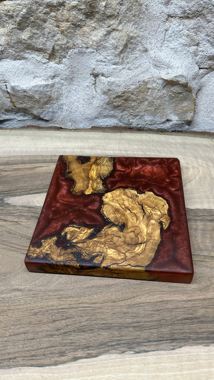 Dessous de plats racine d'olivier/ résine époxy