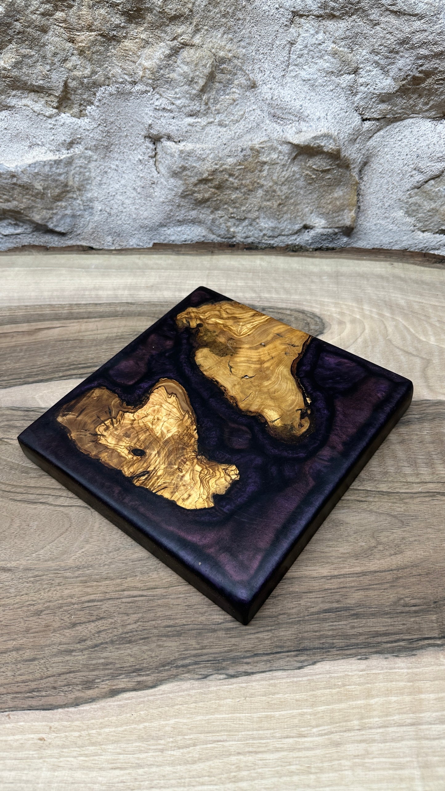 Dessous de plats racine d'olivier/ résine époxy