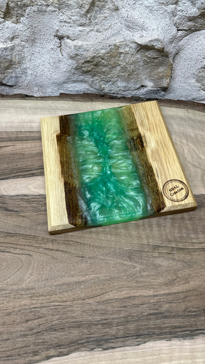 Dessous de plats en chêne/ résine époxy