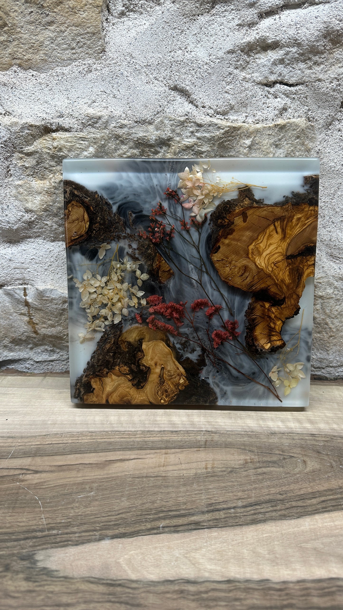 dessous de plats florale et racine d'olivier