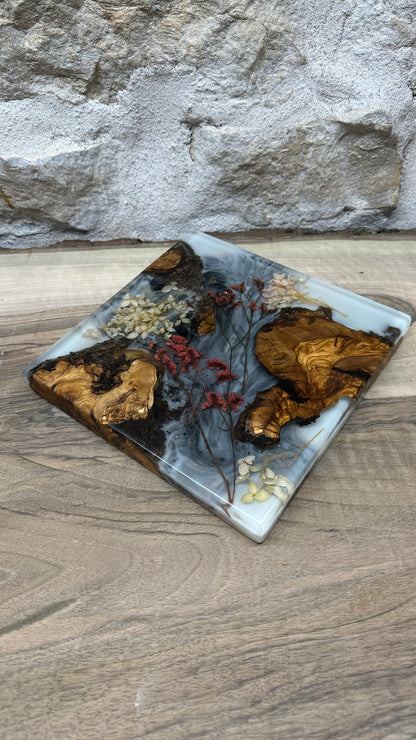 dessous de plats florale et racine d'olivier