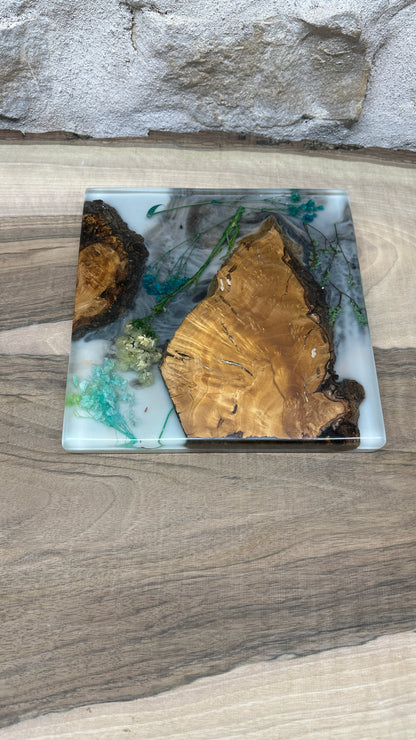 dessous de plats florale et racine d'olivier