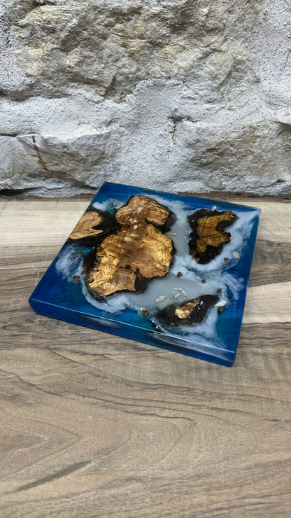 Dessous de plats effet mer en racine d'olivier