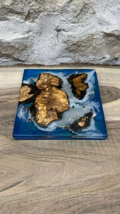 Dessous de plats effet mer en racine d'olivier