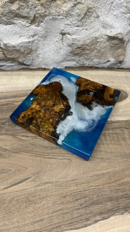 Dessous de plats effet mer en racine d'olivier