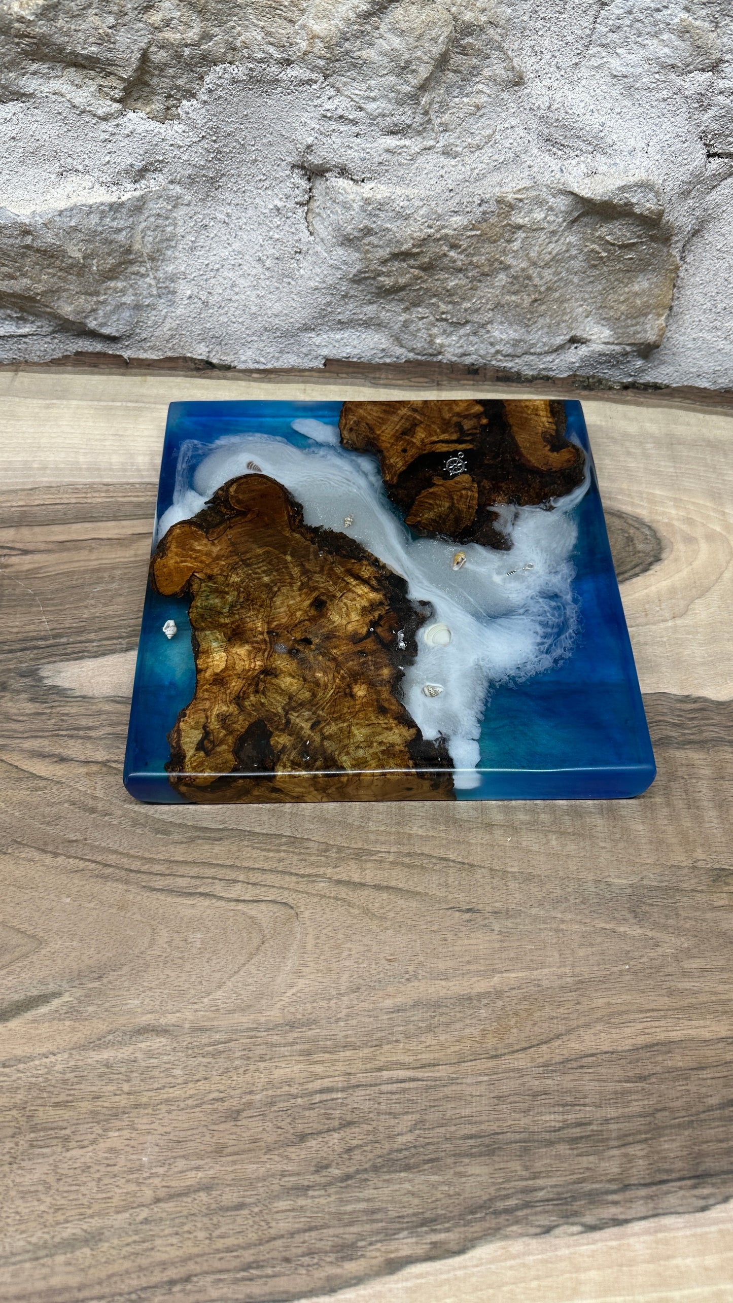 Dessous de plats effet mer en racine d'olivier