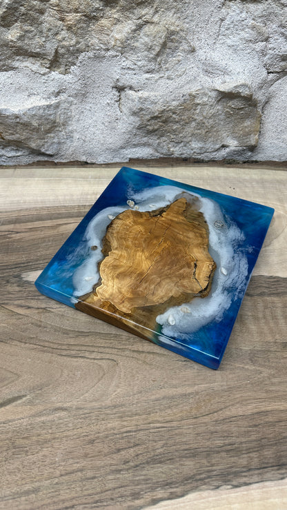 Dessous de plats effet mer en racine d'olivier