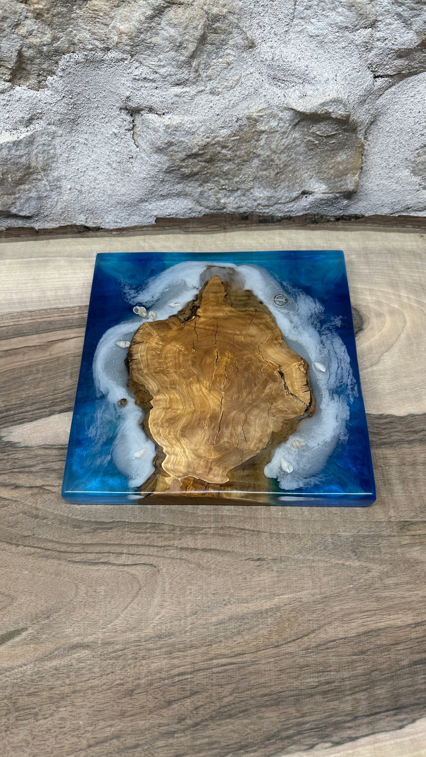 Dessous de plats effet mer en racine d'olivier