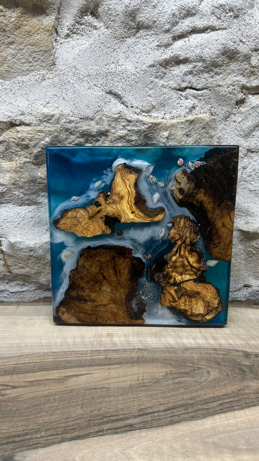 Dessous de plats effet mer en racine d'olivier