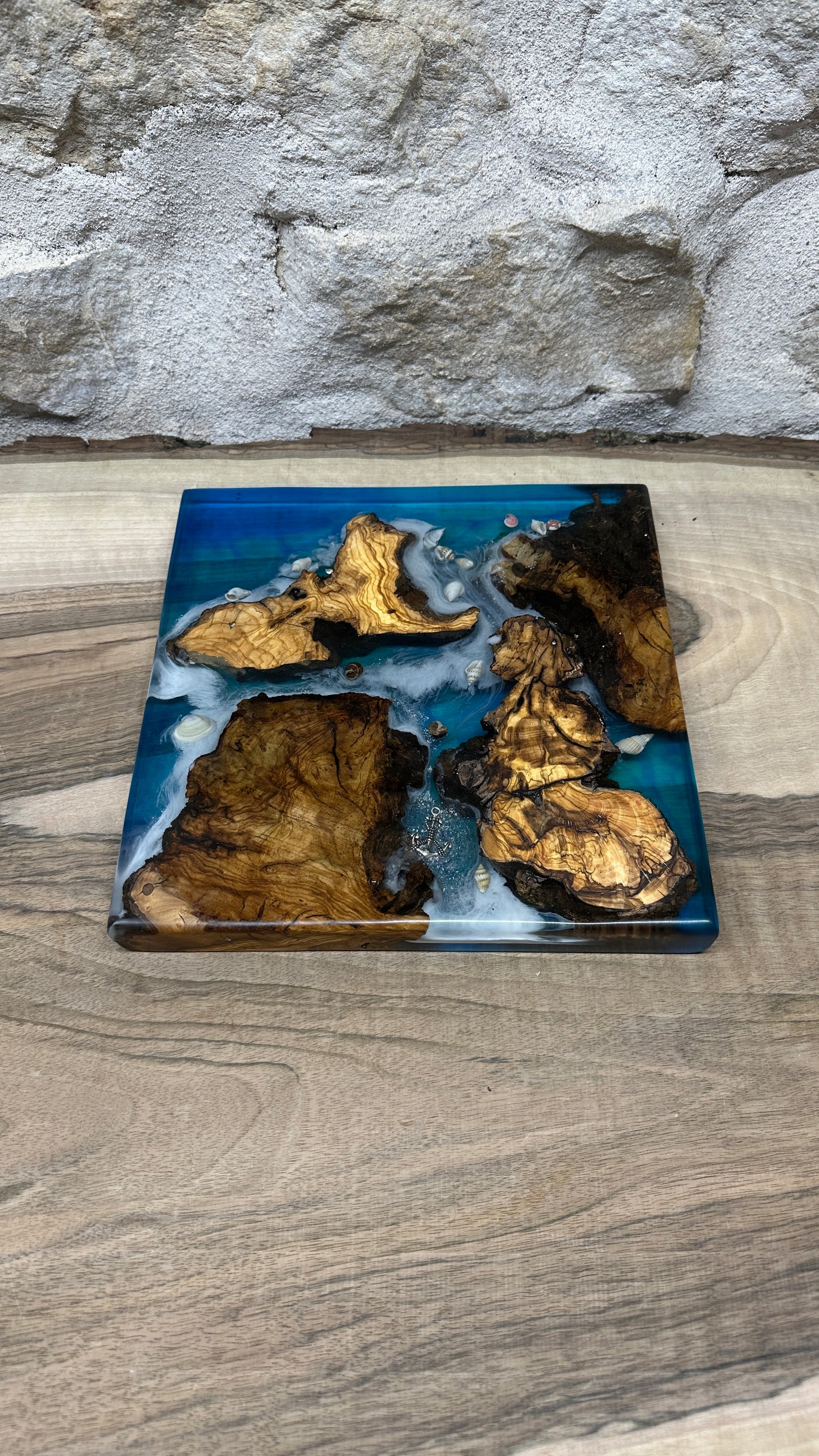 Dessous de plats effet mer en racine d'olivier